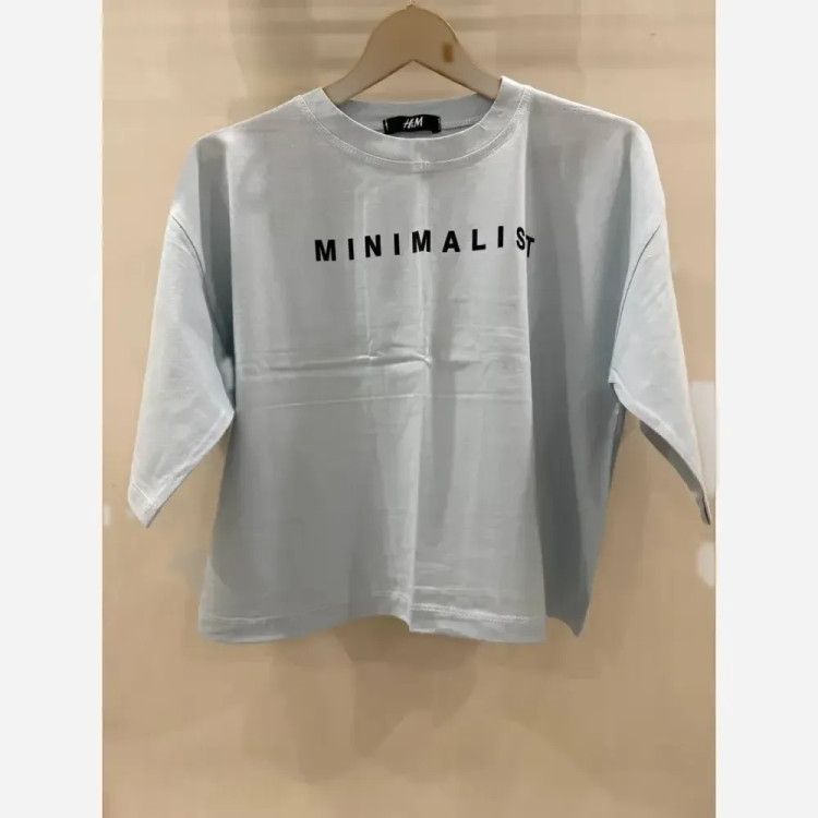 تیشرت کراپ دخترانه زنانه مینیمال سبز پاستلی طرح MINIMALIST
