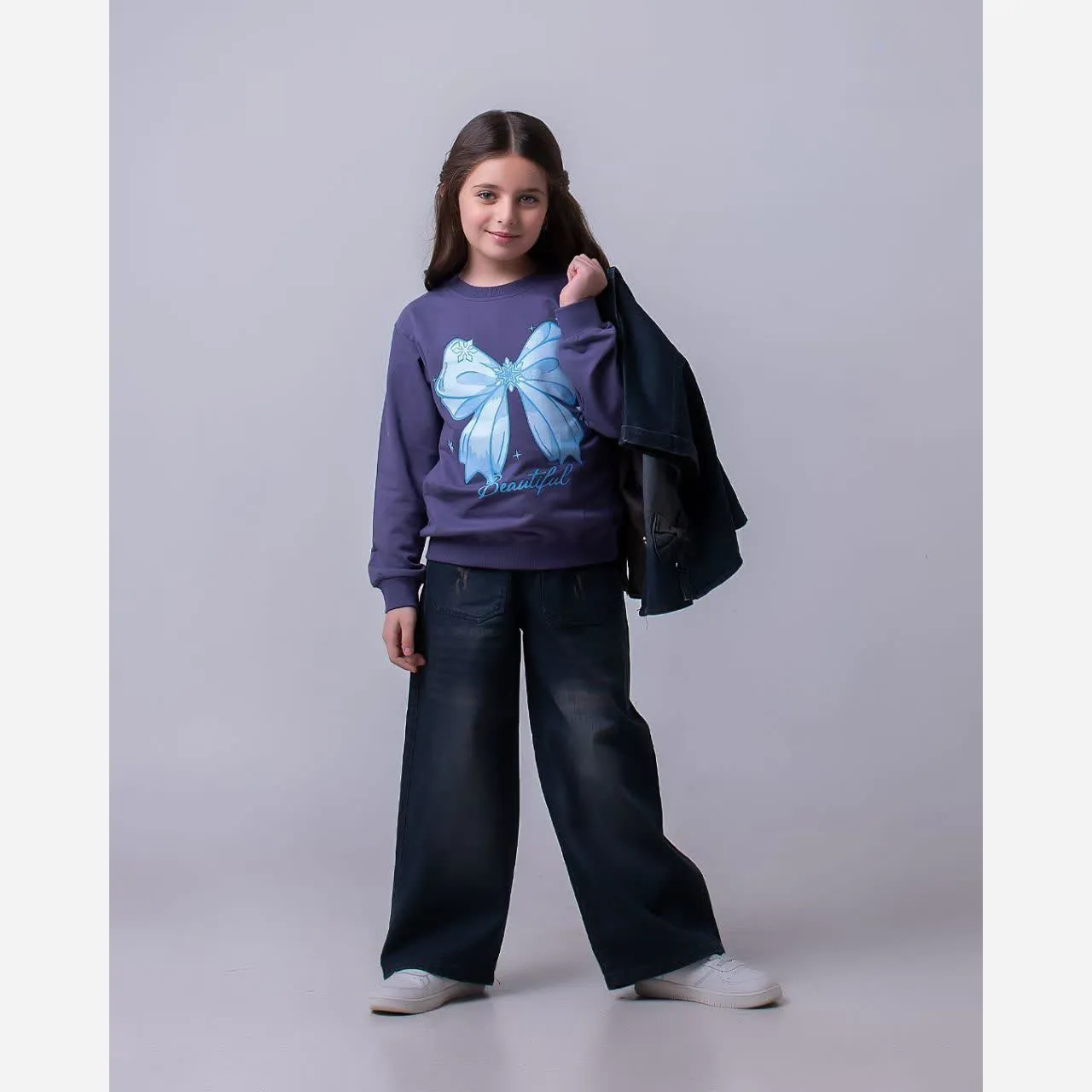 ست سه تیکه ژیله و شلوار جین دخترانه بلوز پنبه دورس