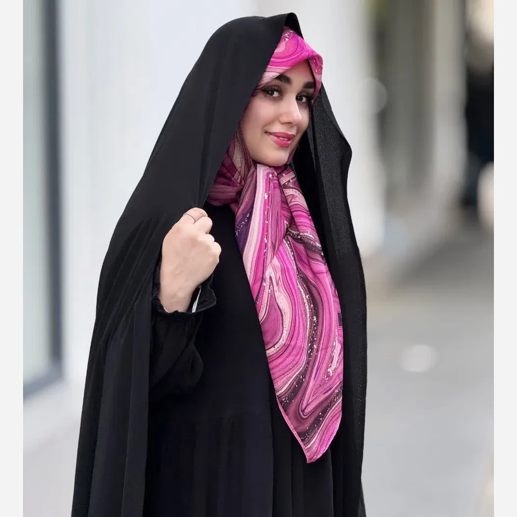 روسری نخی کاستوم طرح رزین قواره 110 و 115 سانتی متر