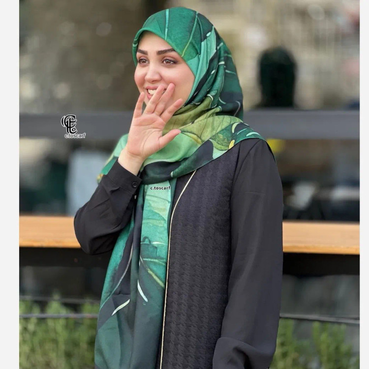 روسری نخ کاستوم طرح ضحا سایز 140 سبز