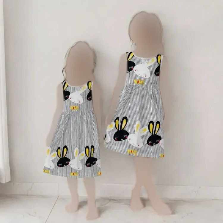 سارافون دخترانه طرح دار نخی وارداتی