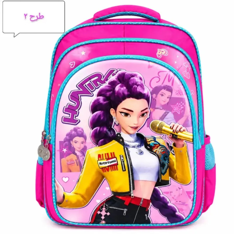 کوله پشتی مدرسه طرح شکارچیان شیاطین کی پاپ K-Pop Demon Hunters فایبر نانو ابعاد 38x28x18 سانتی متر