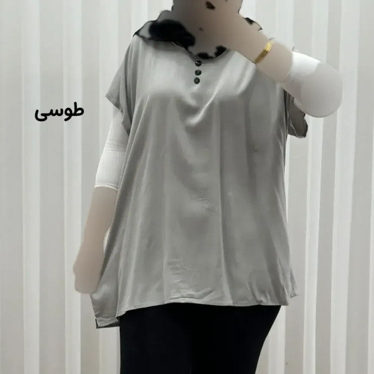 تاپ زنانه نخی ساده سایز بزرگ فری سایز مناسب تا سایز 54