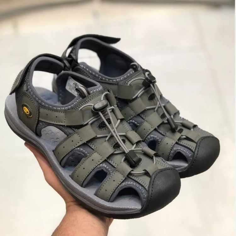 صندل مردانه گردی طرح ونتو طوسی راحتی سبک طبیعتگردی ساخت ایران