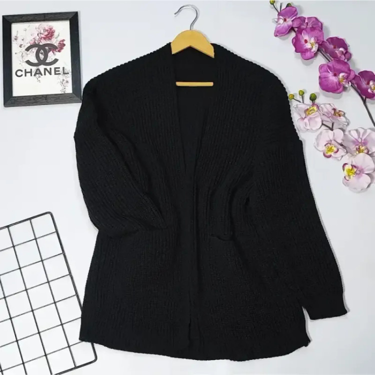 بافت جلوباز جیب دار فری سایز نخ اکریل ترک گرم بالا
